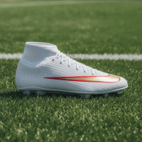 Nike Mercurial Superfly 11 Club Gazon Naturel Artificiel Chaussures de Foot (MG) Blanc Rouge Vif Doré