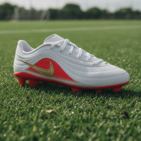 Nike Tiempo Maestro Club Gras / Kunstgras Voetbalschoenen (MG) Peuters/Kleuters Wit Felrood Goud