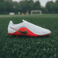 Nike Tiempo Maestro Academy Crampons Vissés Chaussures de Foot (SG) Anti-Clog Blanc Rouge Vif Doré