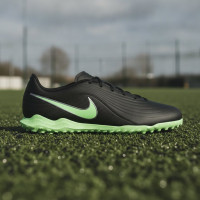 Nike Tiempo Maestro Club Turf Chaussures de Foot (TF) Noir Vert Vif Gris Argenté