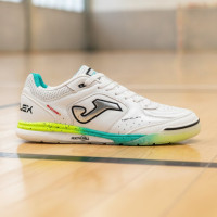 Joma Top Flex Rebound Zaalvoetbalschoenen (IN) Wit Zilvergrijs Turquoise Felgeel