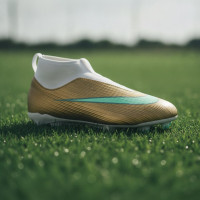 Nike Zoom Mercurial Superfly 11 Mbappé Academy Gazon Naturel Artificiel Chaussures de Foot (MG) Enfants Doré Vert Blanc