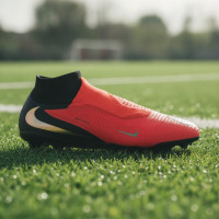 Nike Phantom 6 High Pro Gras Voetbalschoenen (FG) Zwart Felrood Goud