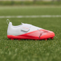 PUMA Ultra 7 Play Velcro Gras / Kunstgras Voetbalschoenen (MG) Kids Wit Felrood Zwart