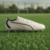 PUMA King 20 Match Gras / Kunstgras Voetbalschoenen (MG) Kids Gebroken Wit Zwart Rood