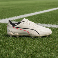 PUMA King 20 Play Gras / Kunstgras Voetbalschoenen (MG) Kids Gebroken Wit Zwart Rood