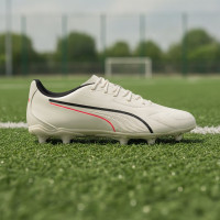 PUMA King 20 Play Gazon Naturel Artificiel Chaussures de Foot (MG) Blanc Cassé Noir Rouge