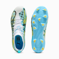 PUMA Future 9 Match Playmaker Gras / Kunstgras Voetbalschoenen (MG) Kids Wit Vibrant Blue Sun Stream Lichtblauw