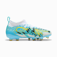 PUMA Future 9 Match Playmaker Gras / Kunstgras Voetbalschoenen (MG) Kids Wit Vibrant Blue Sun Stream Lichtblauw