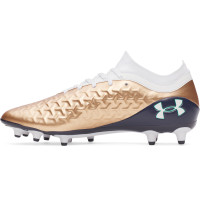Under Armour Magnetico Pro 6 Gras Voetbalschoenen (FG) Wit Bruin Donkergrijs