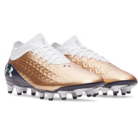 Under Armour Magnetico Pro 6 Gras Voetbalschoenen (FG) Wit Bruin Donkergrijs