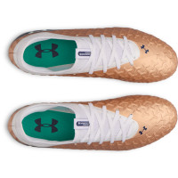 Under Armour Magnetico Select 6 Gras Voetbalschoenen (FG) Wit Bruin Donkergrijs