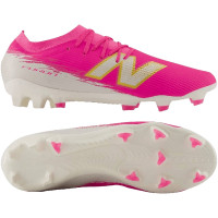 New Balance Furon V8 Team Gras Voetbalschoenen (FG) Felroze Wit Goud