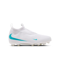 Nike Phantom 6 High Academy Gras / Kunstgras Voetbalschoenen (MG) Kids Wit Turquoise