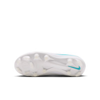 Nike Phantom 6 High Academy Gras / Kunstgras Voetbalschoenen (MG) Kids Wit Turquoise