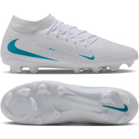Nike Phantom 6 High Academy Gras / Kunstgras Voetbalschoenen (MG) Wit Turquoise