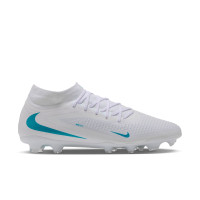 Nike Phantom 6 High Academy Gras / Kunstgras Voetbalschoenen (MG) Wit Turquoise