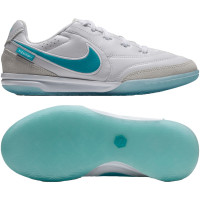 Nike Tiempo Streetgato Chaussures de Foot Street Enfants Blanc Turquoise
