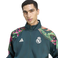 Veste d'entraînement adidas Real Madrid Farm, vert foncé, blanc, orange, rose