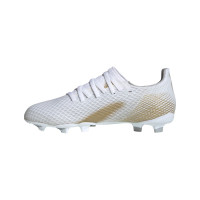 adidas X GHOSTED.3 GRASS CHAUSSURES DE FOOTBALL (FG) Enfant Blanc Or Argent