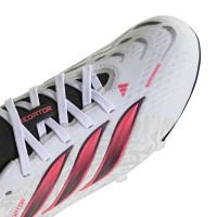 adidas Predator Elite Gazon Naturel Chaussures de Foot (FG) Enfants Blanc Noir Rose