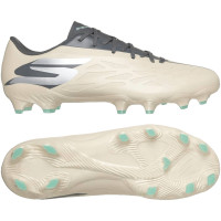 Skechers Razor 2 Academy Gras Voetbalschoenen (FG) Beige Donkergrijs Turquoise