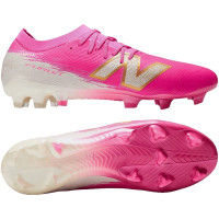 New Balance Furon V8 Elite Gras Voetbalschoenen (FG) Felroze Wit Goud