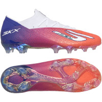 Skechers SKX_2 Elite Gazon Naturel Chaussures de Foot (FG) Blanc Rouge Vif Bleu Rose