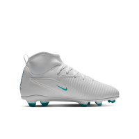 Nike Phantom 6 High Club Gras / Kunstgras Voetbalschoenen (MG) Kids Wit Turquoise
