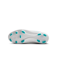 Nike Phantom 6 High Club Gras / Kunstgras Voetbalschoenen (MG) Kids Wit Turquoise