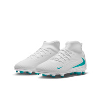 Nike Phantom 6 High Club Gras / Kunstgras Voetbalschoenen (MG) Kids Wit Turquoise