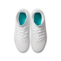 Nike Phantom 6 High Club Gras / Kunstgras Voetbalschoenen (MG) Kids Wit Turquoise