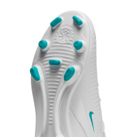 Nike Phantom 6 High Club Gras / Kunstgras Voetbalschoenen (MG) Kids Wit Turquoise