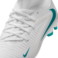 Nike Phantom 6 High Club Gras / Kunstgras Voetbalschoenen (MG) Kids Wit Turquoise