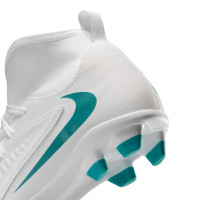 Nike Phantom 6 High Club Gras / Kunstgras Voetbalschoenen (MG) Kids Wit Turquoise