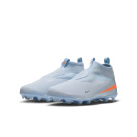 Nike Phantom 6 High Academy Gazon Naturel Artificiel Chaussures de Foot (MG) Enfants Bleu Clair Orange Gris Argenté