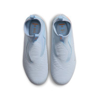 Nike Phantom 6 High Academy Gazon Naturel Artificiel Chaussures de Foot (MG) Enfants Bleu Clair Orange Gris Argenté