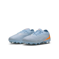 Nike Phantom 6 Low Pro Gazon Naturel Artificiel Chaussures de Foot (MG) Enfants Bleu Clair Orange Gris Argenté