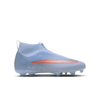 Nike Mercurial Superfly 11 Academy Gazon Naturel Artificiel Chaussures de Foot (MG) Enfants Bleu Clair Orange Gris Argenté