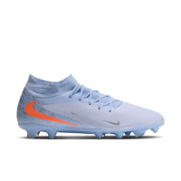 Nike Phantom 6 High Academy Gras / Kunstgras Voetbalschoenen (MG) Lichtblauw Oranje Zilvergrijs