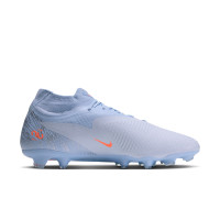Nike Phantom 6 High Academy Gras / Kunstgras Voetbalschoenen (MG) Lichtblauw Oranje Zilvergrijs