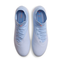 Nike Phantom 6 High Academy Gras / Kunstgras Voetbalschoenen (MG) Lichtblauw Oranje Zilvergrijs