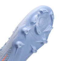 Nike Phantom 6 High Academy Gras / Kunstgras Voetbalschoenen (MG) Lichtblauw Oranje Zilvergrijs