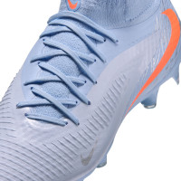 Nike Phantom 6 High Academy Gras / Kunstgras Voetbalschoenen (MG) Lichtblauw Oranje Zilvergrijs