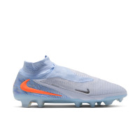 Nike Phantom 6 High Elite Gazon Naturel Chaussures de Foot (FG) Bleu Clair Orange Gris Argenté