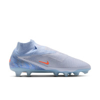 Nike Phantom 6 High Elite Gazon Naturel Chaussures de Foot (FG) Bleu Clair Orange Gris Argenté