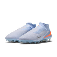 Nike Phantom 6 High Elite Gazon Naturel Chaussures de Foot (FG) Bleu Clair Orange Gris Argenté