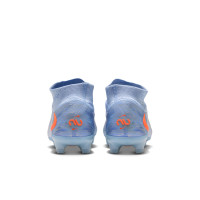 Nike Phantom 6 High Elite Gazon Naturel Chaussures de Foot (FG) Bleu Clair Orange Gris Argenté
