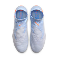 Nike Phantom 6 High Elite Gazon Naturel Chaussures de Foot (FG) Bleu Clair Orange Gris Argenté