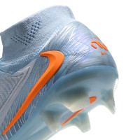 Nike Phantom 6 High Elite Gazon Naturel Chaussures de Foot (FG) Bleu Clair Orange Gris Argenté